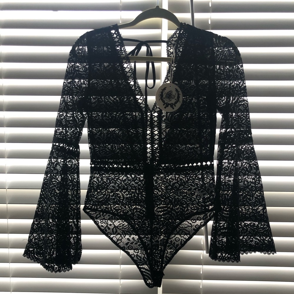 Nasty Gal “Would You Flare to Dance” lace bodysuit